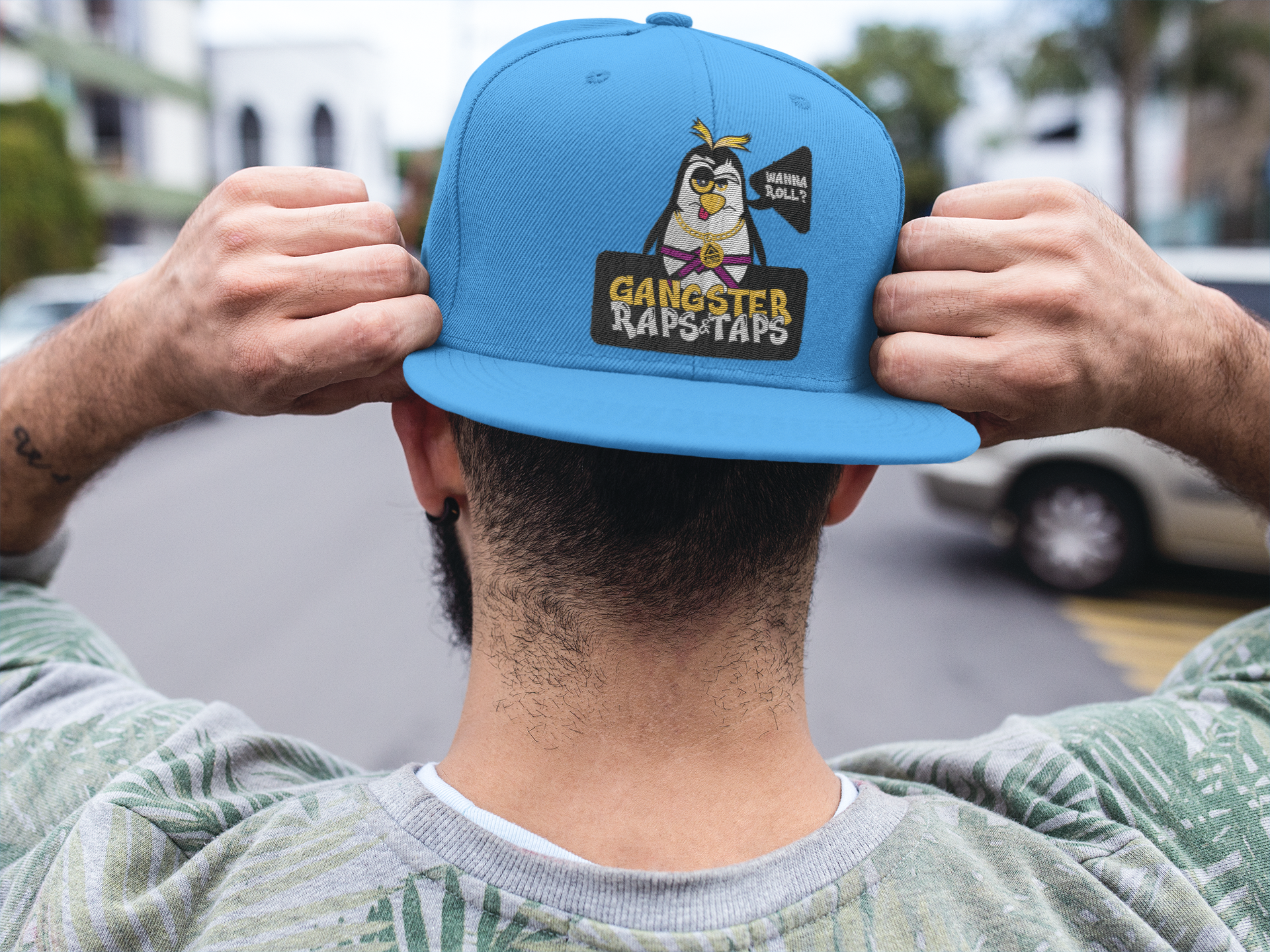 Snapback hat merchandise mockup